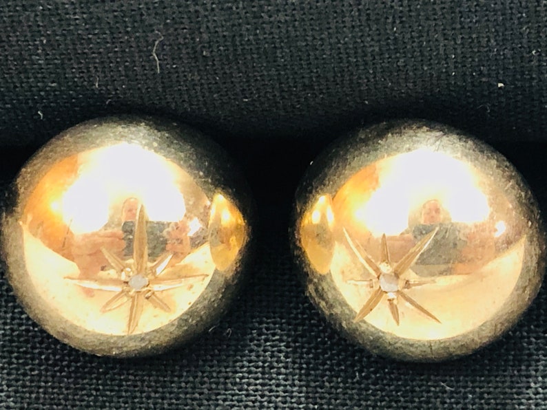 Half Ball Golden Silver Star Cuff links Round Cuff links Small star cuff links Star Cuff links Star Formal wear Vintage Cuff links