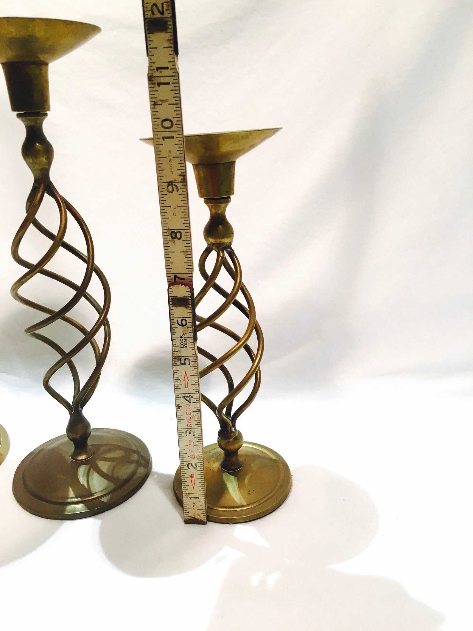 Set of brass spiral candlesticks Spiral candlesticks Barley Etsy