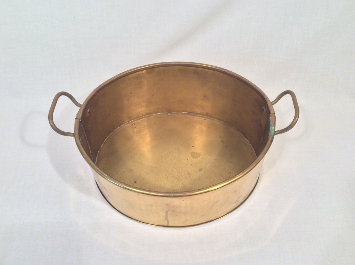 Brass Metal Bowl Brass Handles Rustic Kitchen Decor Etsy