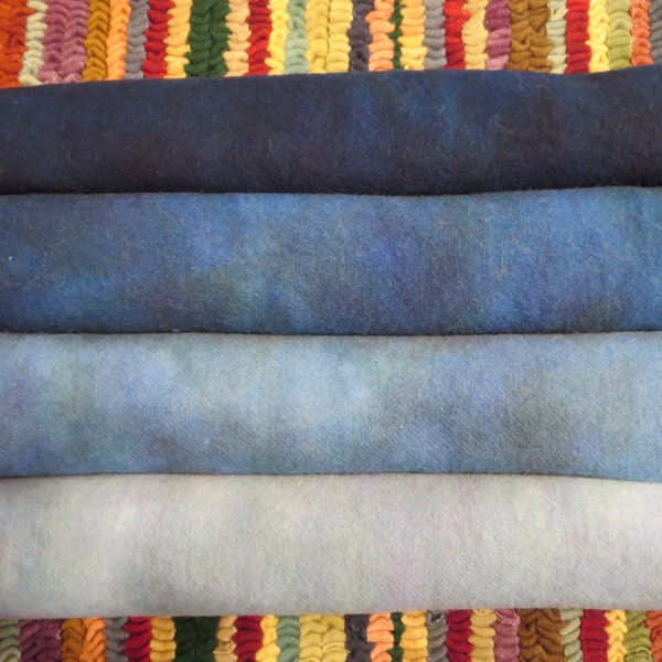 TWILIGHT Blue hand dyed and felted wool for rug hooking and fiber arts projects