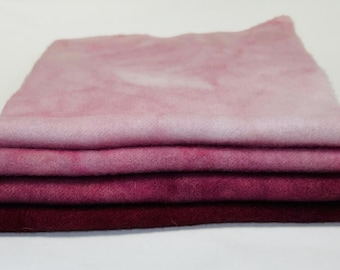 Antique Rose Hand-Dyed Felted Wool Fat Quarters for Rug Hooking Fiber Arts