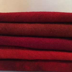 ANTIQUE REDS  hand dyed and felted wool for rug hooking and other fiber arts projects