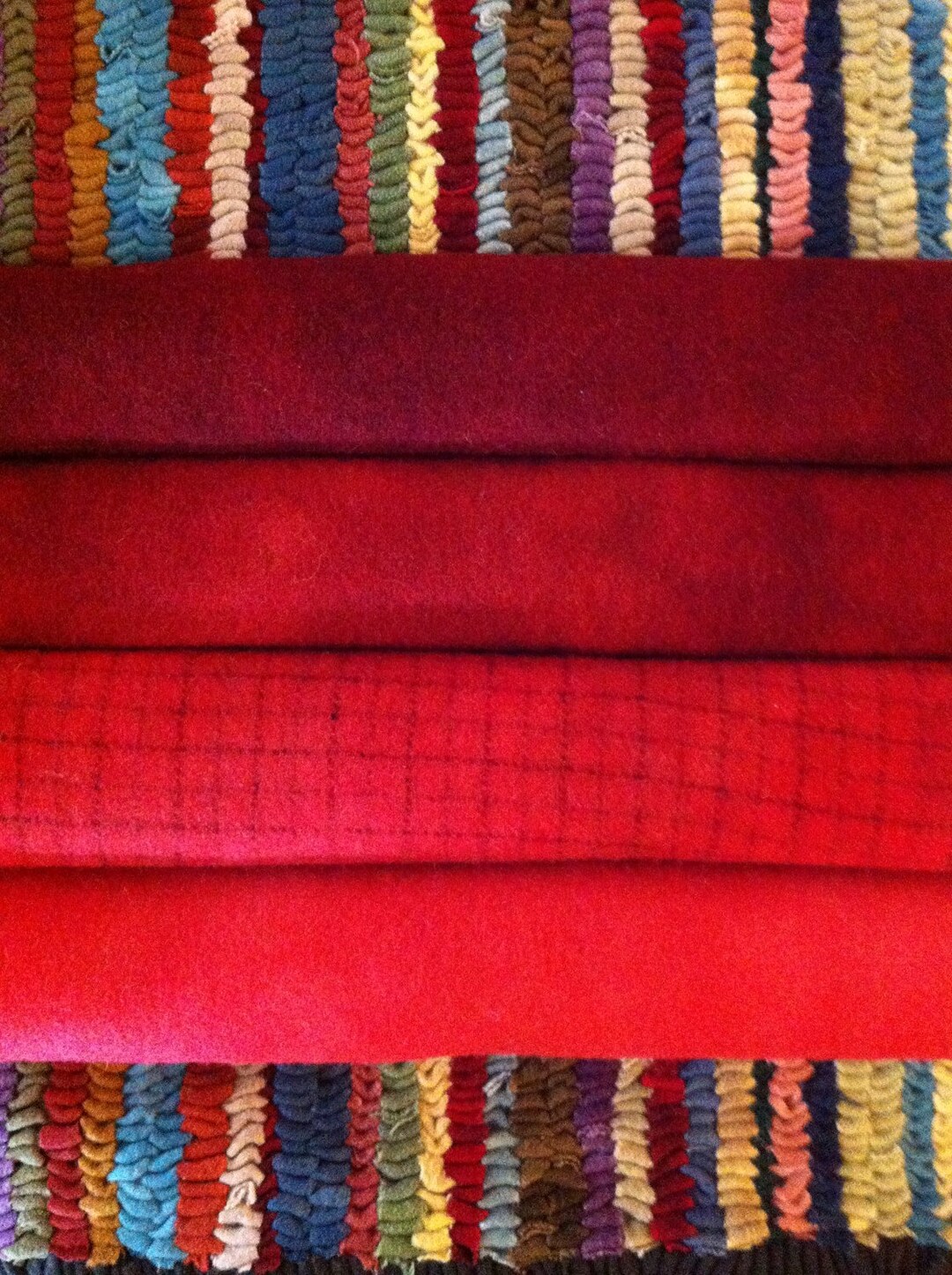 Christmas Red Group Hand Dyed Felted Wool Fabric for Rug Hooking - Etsy