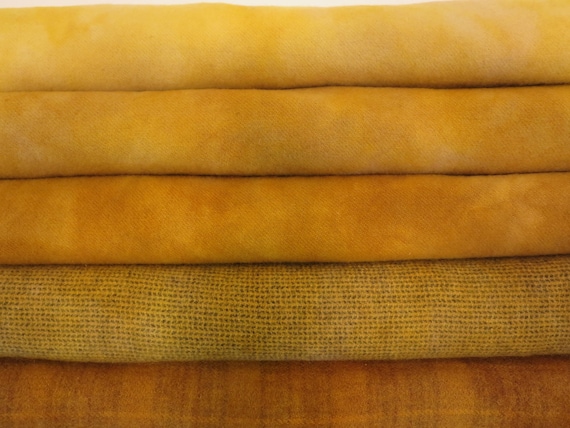 SUNFLOWERS  hand dyed and felted wool for rug hooking and other fiber arts projects