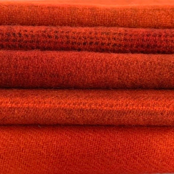 CHINESE RED textures hand dyed and felted wool for rug hooking and other fiber arts projects