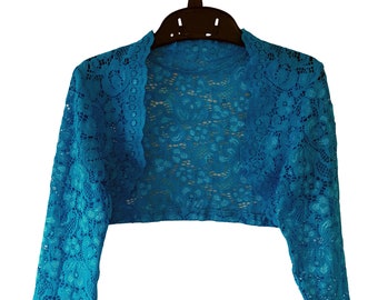 Children's /Girls stretch lace long sleeved bolero sizes age 2 to age 8