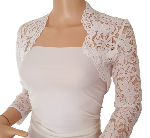 Womens Ivory Lace Bridal Bolero 3/4 or Short Sleeved in sizes | Etsy