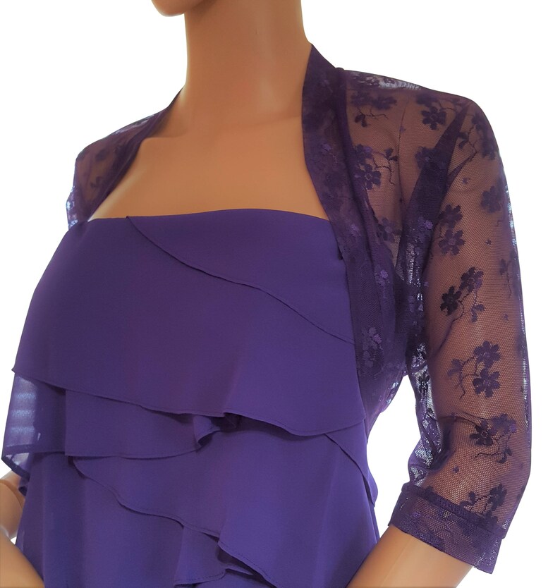 Womens Purple lace bolero/shrug with batwing sleeves in sizes Etsy