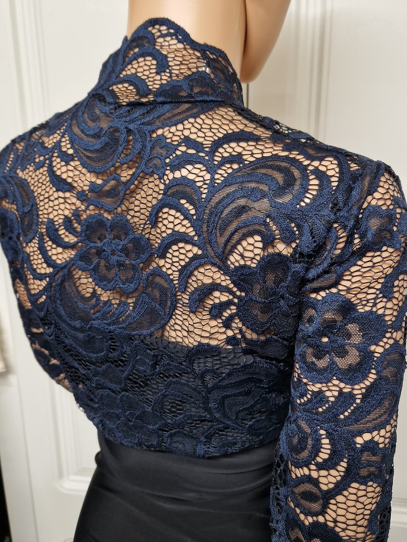 Damen Polyester Bolero/Jacke in zwei Ton Schwarz und Marineblau in den Größen 38-20 Bild 4