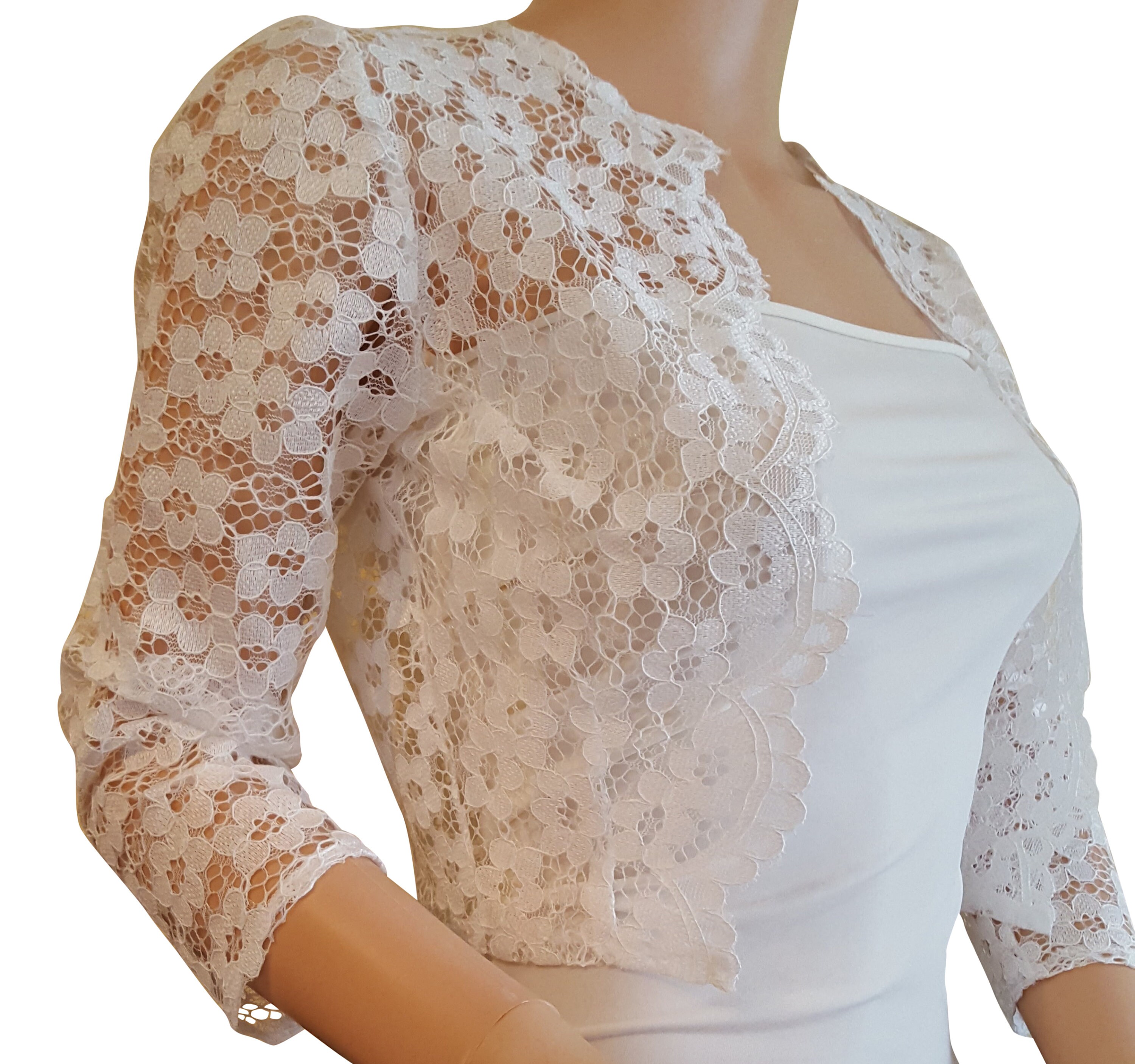 Pale Ivory off White Lace Bolero/ Jacket . Open at the - Etsy UK