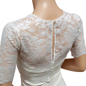 Women's Ivory cropped and stretch lace bolero/jacket and half sleeve in sizes 8 to 18 UK image 4