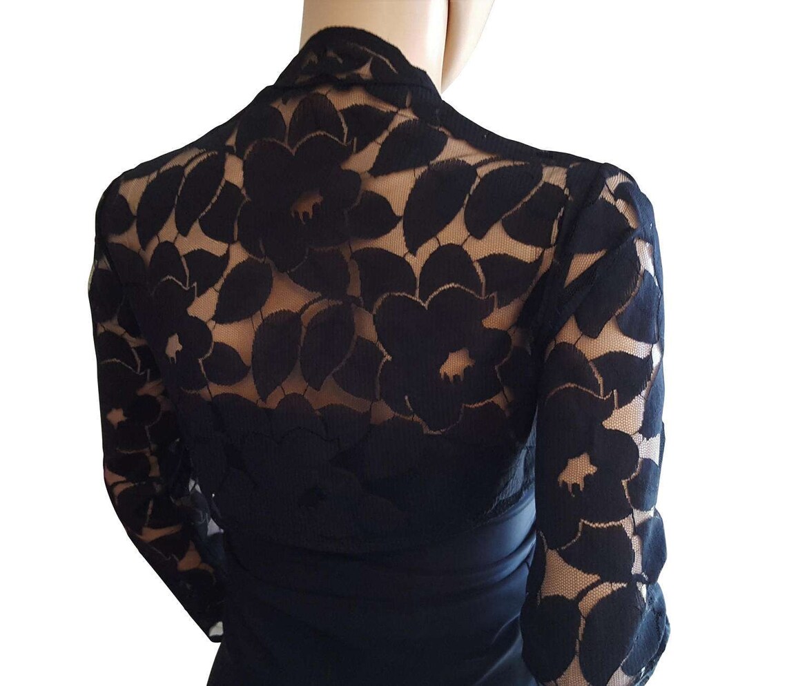 Womens Black Lace Bolero Jacket With 3/4 or Short Sleeves UK Etsy UK