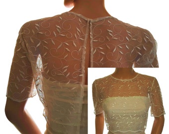 Womens Cropped leaf design bridal bolero / Jacket in UK sizes 08 UK to 20 UK