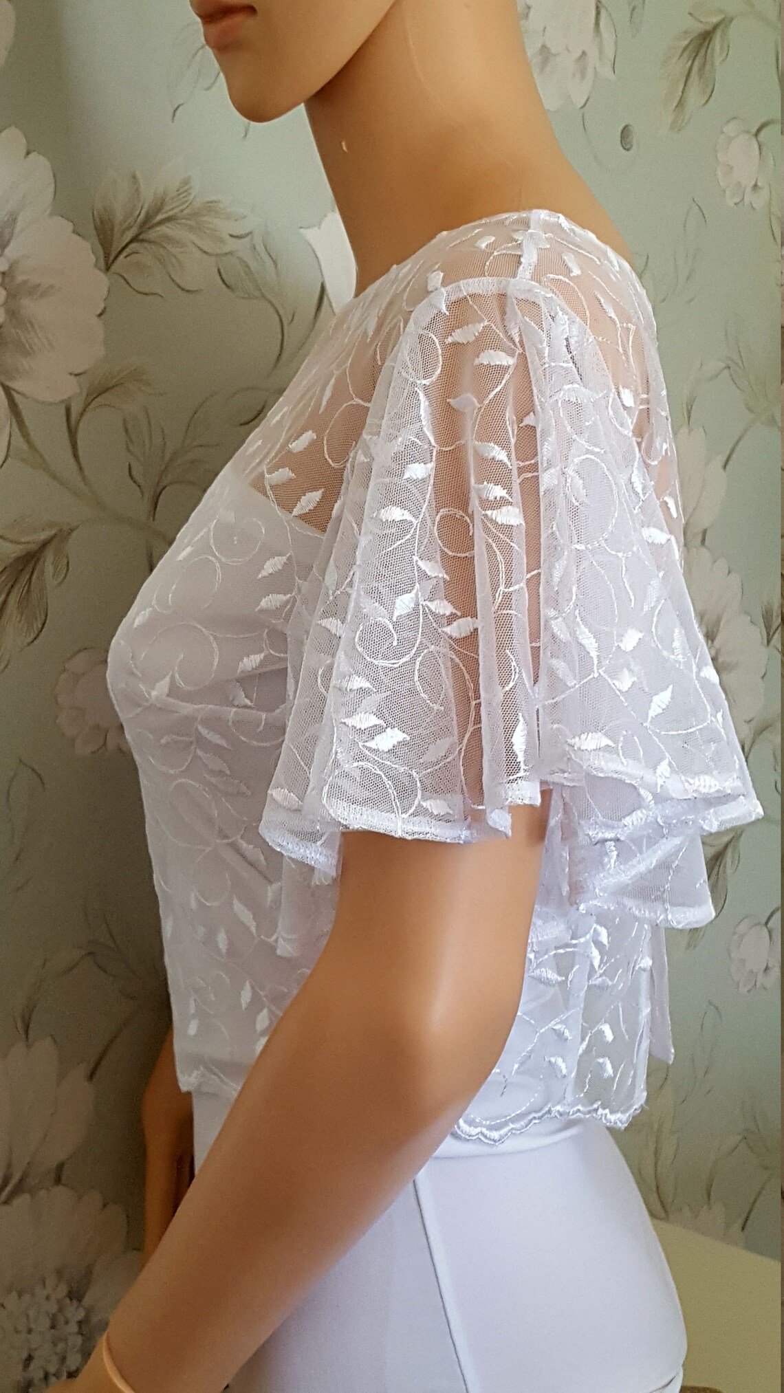 Women's Lace Bolero/jacket in White or Ivory With Flared Etsy