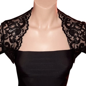 Stretch lace Bolero/ Shrug / jacket in black in Sizes UK 10 to 20