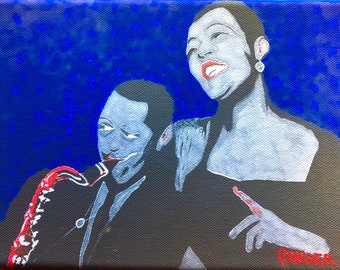 Lester Young and Billie Holiday Portrait by French Quarter Artist Ginger