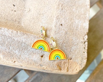 Rainbow Earrings, Colorful Earrings, Mod Earrings, Vacation Jewelry, Fun Earrings, Rainbow Jewelry