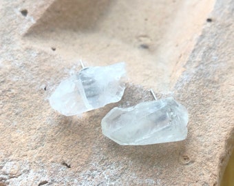 Clear Quartz Crystal Earrings, Gemstone Earrings, Minimalist Earrings, Crystal Post Earrings