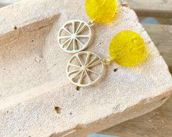 Lemon Post Earrings, Statement Earrings, Fun Earrings, Retro Inspired Jewelry, Vacation Jewelry, Summer