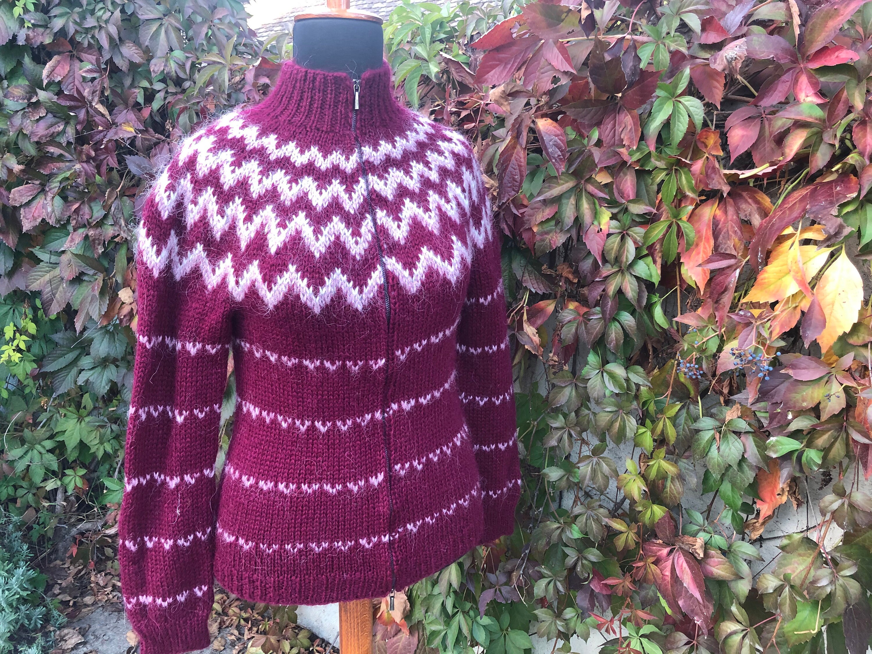 Fair Isle Burgundy Cardigan - Etsy Fair Isle Burgundy Cardigan - Etsy