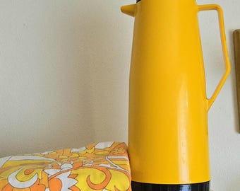 MCM Thermos, Yellow & Black, King Seely, Vintage Pitcher