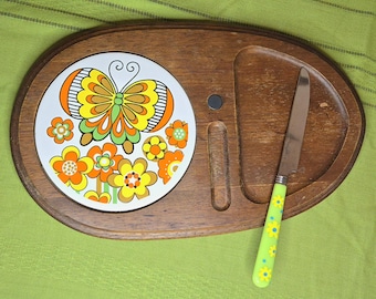 Groovy Butterfly Cheese Board, Hippie Kitchen, Vintage Home Decor