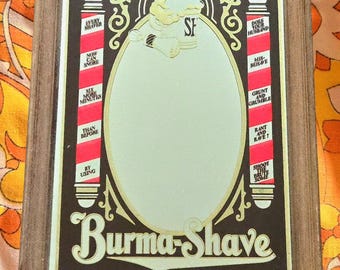 Vintage Burma Shave Mirror, Barber Shop Shaving Advertisement, Framed 10"x13"