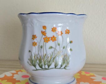 Takahashi Planter, Different Flowers On All Sides, Made In Japan, Vintage Home Decor