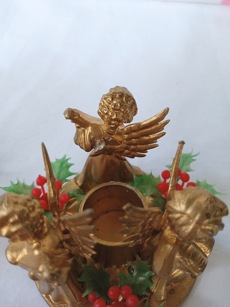 2 Angel Candle Holders Made in Hong Kong Vintage Christmas Etsy