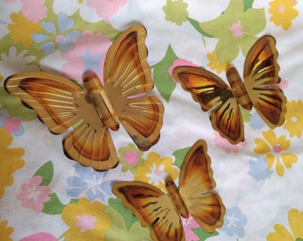 3 Metal Butterfly Wall Hangings, Vintage Home Decor, Eclectic Bohemian, 3D Wall Art