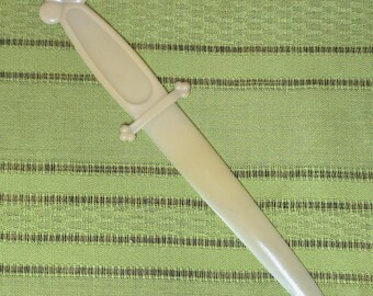 Vintage Plastic Sword Letter Opener, Ivory Colored, Desk Supplies