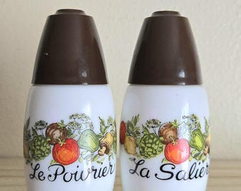 Corning Ware Spice Of Life Salt & Pepper Shakers, La Saliere, Le Poivrier, Gemco