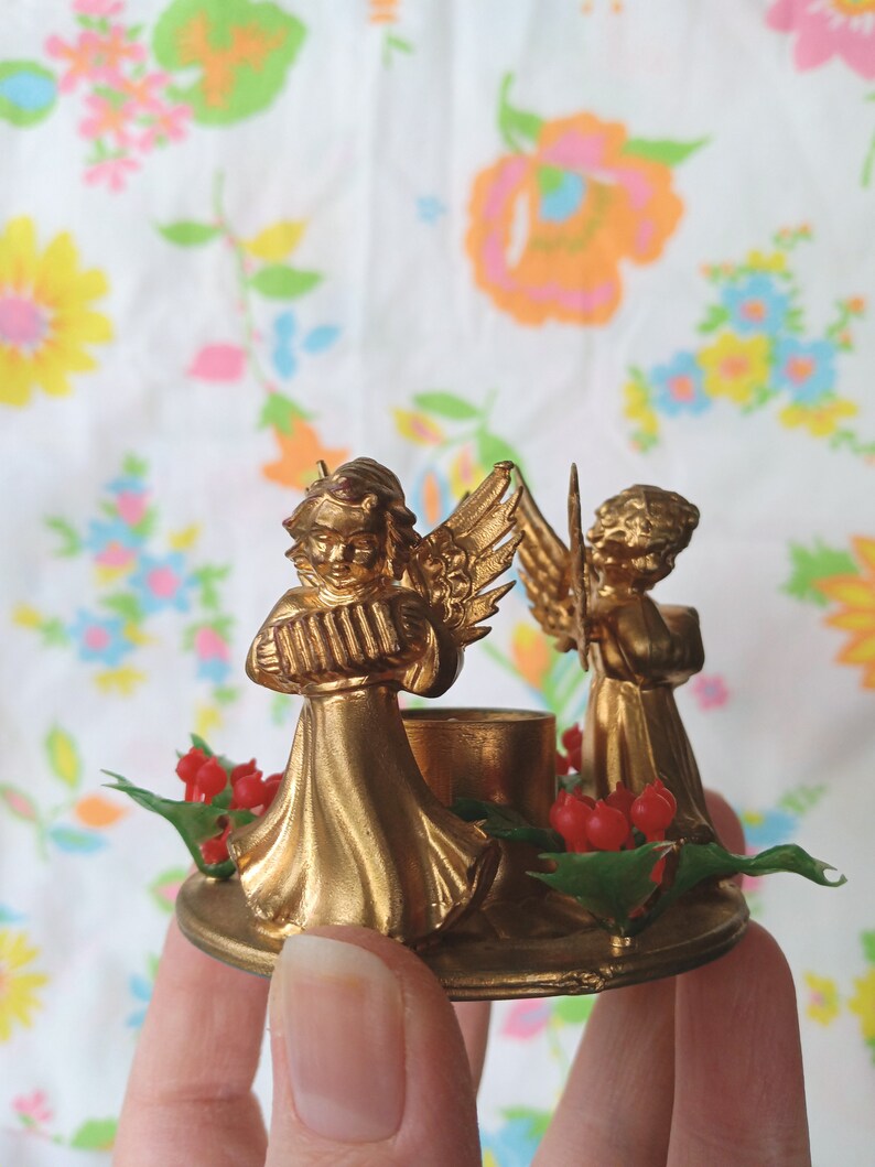 2 Angel Candle Holders Made in Hong Kong Vintage Christmas Etsy