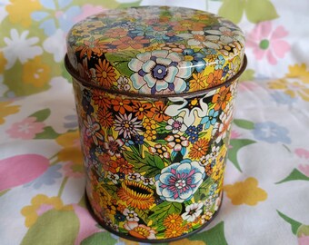 Flower Power Tin, READ, Groovy Vintage Home Decor