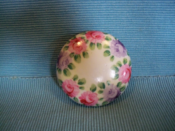 Trinket Box with Hand Painted Purple and Pink Ros… - image 6