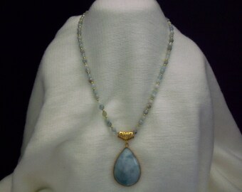 Blue Opal and Aquamarine Necklace