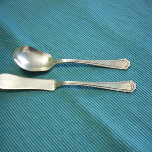 Butter knife and Sugar Spoon Set - Silver Plate Sugar Spoon - Silver Plate Butter Knife - Sugar Spoon - Butter Knife -