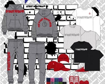 Hoodie, streetwear oversized joggingshirt (digitale download, AI, pdf, png)
