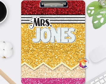 Teacher Clipboard Personalized, Glitter Clipboard for Teacher Appreciation Week Gift, Teacher Name Custom Clipboard, End of school year gift