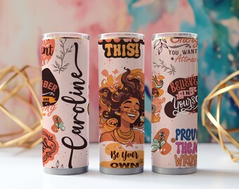Affirmations Tumbler, Mental Health Daily Reminder Cup, Self-Love Gift, Gift for Her,  Custom Name 20oz tumbler,  Positive Mindset Cup