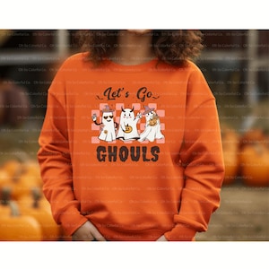 Lets Go Ghouls Halloween-sweater, Halloween-sweater, retro Halloween-trui grappig, grappige spooktrui, Ghost Halloween-sweater