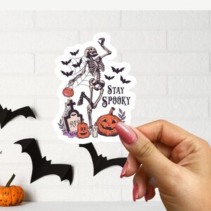 Dancing Skeleton Halloween Sticker, Womens Vintage Halloween Sticker, Cute Fall Sticker, Spooky Season Decal, trendy sticker, Halloween Gift