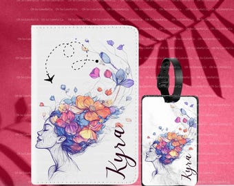 Birth Flower Passport Holder, Luggage Tag, Personalized Gift for Traveler, Bridesmaid Gift, Christmas Gift for Women, Travel Gift, Christmas