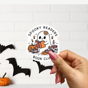 Halloween Ghost Sticker, Cute Ghost Sticker, Book Lover Gift, Cute Fall Sticker, Spooky Season Sticker Gift For Halloween, Bookish Accessory