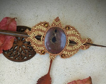 Bijoux pour cheveux, barrette tribal, septaria Marocaine