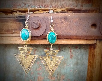 African chrysocolla earrings