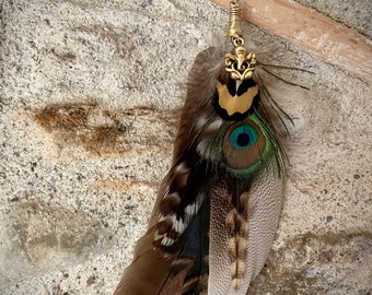 Single earring feathers Ganesh