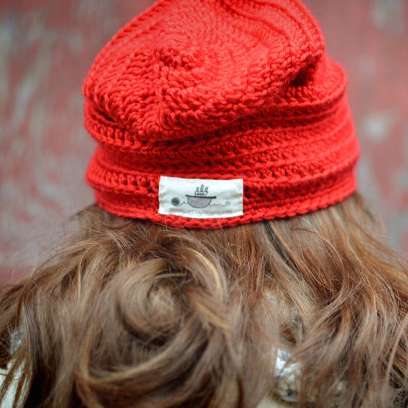 PDF CROCHET PATTERN the Braided Edge Love Slouchy Hat Adult Small, Med