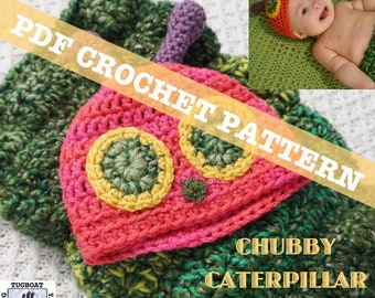 PDF PATTERN - Chubby Caterpillar Baby Cocoon and Hat - 0-3 Month Sizing