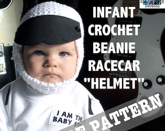 PDF CROCHET PATTERN - Baby Race Car Driver Crochet Hat